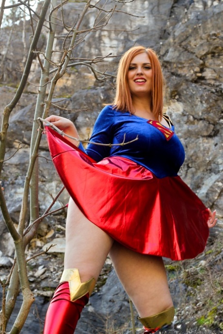 Thick redhead Alexsis Faye releases her giant tits from Superman osutfit 21257857