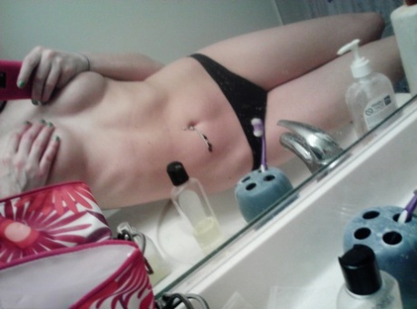 Skinny teen Freckles 18 takes naked safe for work selfies in a mirror 56719200
