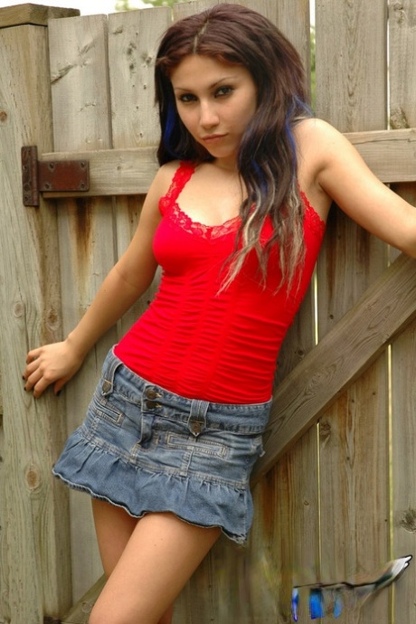 Beautiful teen Angel flashing hot panty upskirt and teasing in thong outdoors 56629910