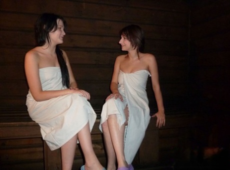 College girls skinny dip before having sex on a table after a rub down 34827381
