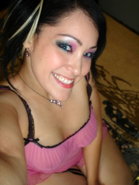 Cute Asian girl exposes her big tits and butt during self shot action 47079611