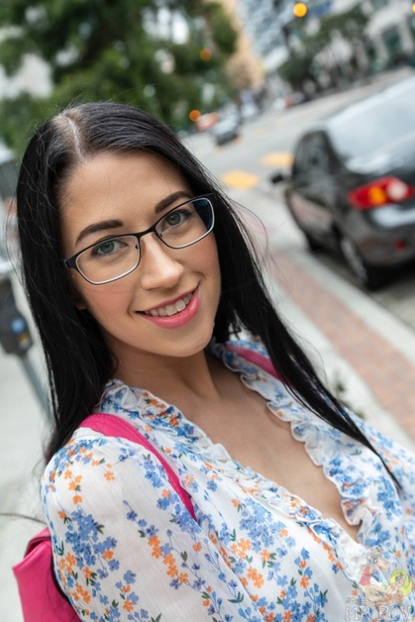 Dark haired geek removes her glasses and dress before riding a big cock 78954821