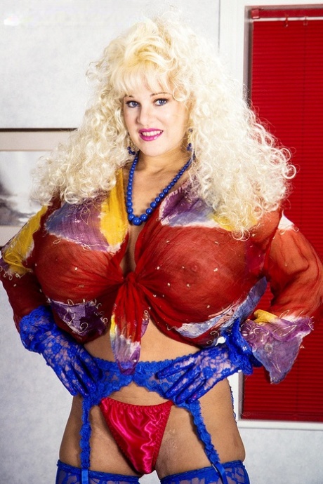 Middle-aged blonde bombshell Crystal Storm puts her knockers on display 97862214