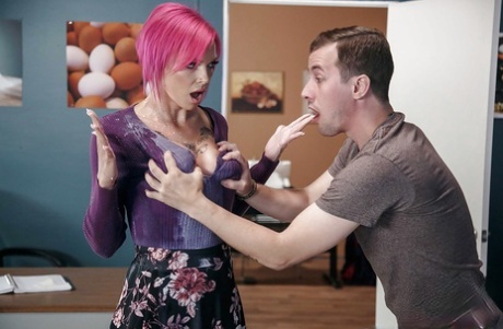 Redhead Anna Bell Peaks releasing nice melons from under schoolgirl uniform 56280672